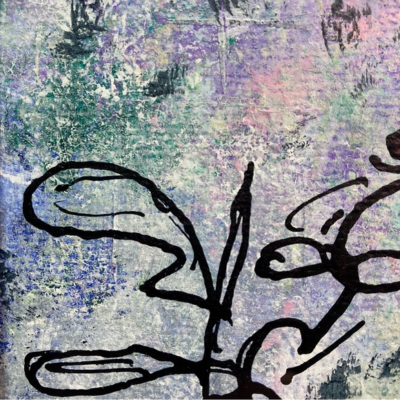 Original Abstract Framed Acrylic Floral Line Art Painting, 5x7" - Picture 8 of 14